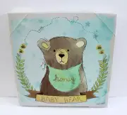 Baby Boy Bear Canvas Wall Art Decor Blue