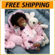 Realistic Newborn Baby Doll – 17-Inch Poseable African American Doll in Gift Box