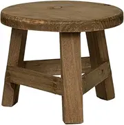 Wooden Stool Display Stand with 3 legs, Round Stool Plant Stand, Flower Display Holder, Suitable for Indoor Outdoor Home Garden Decoration ﻿