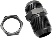 KRD PERFORMANCE Straight Aluminum 20AN Male Flare Bulkhead Fuel Fitting Union Adapter with AN20 Bulkhead Nut, Black