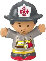 Fisher-Price Replacement Part Little People Firehouse Firefighter Playset FMN98 - Replacement Male Asian Fireman Figure Dressed in Gray