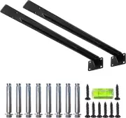 16 Inch Heavy Duty Wall Mount Floating Shelf Brackets , Cast Iron Industrial Bla