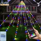 200/100 LED Christmas Tree Waterfall String Lights RGB Color Changing Xmas Decor
