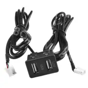 145cm Car Dash Flush Mount USB Ports Panel Dual USB Extension Cable Adapter ABS (for: Audi)