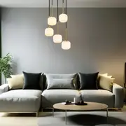Bobo LED Pendant Light 5Lt in Antique Gold/Opal Matt or Black/Smoke