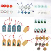 10x Christmas Hanging Gift Tags w String Xmas Paper Labels Home Party Decoration