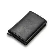 Black Leather Wallet Credit Card ID Holder Men's RFID Blocking Slim Purse