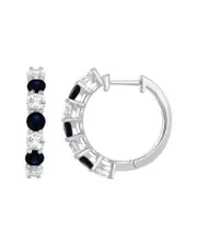 Silver Lab-Grown Diamond & Gemstone Hoops