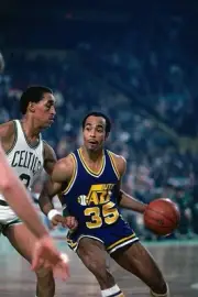 Darrell Griffith Utah Jazz drives v Dennis Johnson Boston Celtics - Old Photo