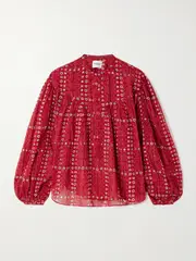 [Marant Étoile] Marant Étoile - Salika Printed Cotton-voile Blouse - Red - FR 38 FR 38 Red
