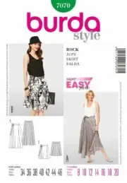 Burda Ladies Sewing Pattern 7070 - Skirt Sizes: 8-20
