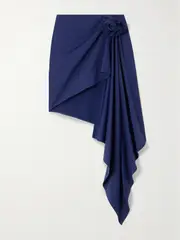 [Magda Butrym] Magda Butrym - Asymmetric Appliquéd Ruched Swim Skirt - Blue - FR 40 FR 40 Blue