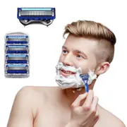 4Pcs Replacement for Gillette Fusion 5 Series Razor Shaving 5-Blade Trimmer Cartridges-Dark Blue