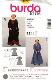 Burda Sewing Pattern 9473 Burda Kids History Dress Costume