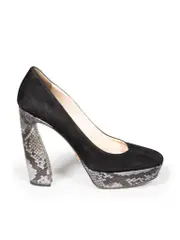 Black Suede Snakeskin Platform Heels