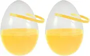 iplusmile 2Pc Large Fillable Plastic Eggs with Handle Yellow Egg Shaped Buckets for Egg Hunt Creative Surprise Treats Fun Party Favors Decoration