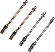 FYLFOTA Mini Spoon, Metal Scoop Shovel Spoon, Pendants Necklace Loop, Set of 4. (2Bronze+2Metallic)