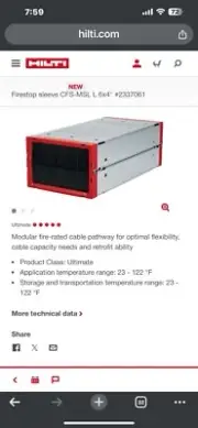 Full Case Of 4 - Hilti Firestop Sleeve CFS-MSL L 6x4" #2337061