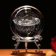IFOLAINA 3D Solar System Crystal Ball 60mm Laser Engraved Glass Sphere Home Decor with Stand Solar System Planet Model Decor Space Universe Gifts for Astronomy Lovers