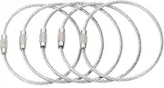 BlueCosto (5-Pack-Silver) Ultra Tough Stainless Steel String Wire Luggage Tags Loops Key Rings 600006