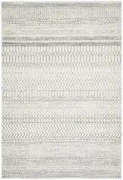 Cameron Silver Ethnic Tribal Pattern Rug