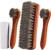 [Unekez] 4-Piece Horsehair Shoe Brush Shine Kit, Shoe Polish Kit, Leather Shoes Boot Cleaning Brush Care Clean Dauber Applicators