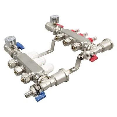 3-Branch PEX Radiant Floor Heating Manifold Set Water Knockout Trap