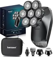7D Head Shaver,5 in 1 Bald Head Shavers for Men, Head Electric Razor with Nose Hair Sideburns Trimmer, Waterproof Wet/Dry Mens Grooming Kit, LED Display, USB Rechargeable, Gifts Travel Case