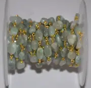 5x8mm Amazonite beads beaded jewelry making rosary chain, gold plated body chain