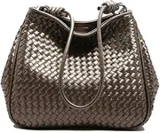 [OGOLOUG] Ladies Woven Crossbody Handbag For Women Satchel Purse Vegan Leather Handbag Trendy Shoulder Bag Large Capacity Hobo Tote Bag