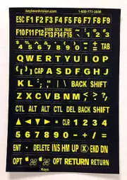 Large Computer Keyboard Stick Ons / Yellow on Black