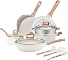 12Pcs Pots and Pans Set, Nonstick Cookware Sets, White Granite Induction