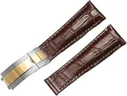 [HKIDKK] Genuine Leather Strap For Rolex Water Ghost Daytona Yacht Logtype Green Leather Bracelet 20mm Butterfly Buckle Watch Band