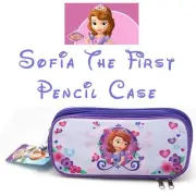 Disney Junior Sofia The First Large Sized Zip Up Lavender Flower Pencil Case