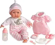 Berenguer Boutique 15" Soft Body Baby Doll - Pink 10 Piece Gift Set with Open/Close Eyes- Perfect for Children 2+ -Pink