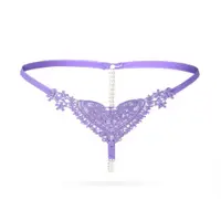 在飛比找PChome24h購物優惠-《小女人》愛心刺繡珍珠情趣丁字褲-煙紫