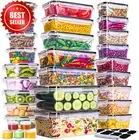 60pcs Food Containers with Lids 1.2–75oz Meal Prep Set Microwave Dishwasher Safe
