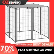 dog kennel outdoor play silver 110cm steel water-resistant large 0785