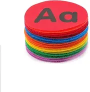 VANANA 26 Pieces English Alphabet Letter Carpet Sticker Sit Magic Round Shape Marker Circles Dot for Preschool Kindergarten Game Classroom