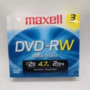 NEW Maxell DVD-RW data video 3 pack Sealed rewritable