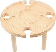 OFFSCH Stable 1 Pc Outdoor Snack Table Compact Portable Picnic Table Smooth Wood for Wine Dessert