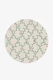 185' Round | Machine Washable Runner Rug | Kid & Pet Friendly | Indoor Rug | Holiday Lights Creme Rug | Ruggable