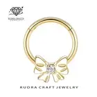 Elizabeth Round Diamond Daith 14k Gold Butterfly Hoop Septum clicker for her