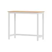 Artiss Bar Table Ari Dining Desk High Solid Wood Kitchen Shelf Wooden White Cafe