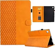 Tablet Case for Samsung Galaxy Tab A9 8.7 inch 2023 (SM-X110/X115) with Magnetic Clasp Card Holder/Slots Stand Function PU Leather Flip Folio Wallet Cover, Orange