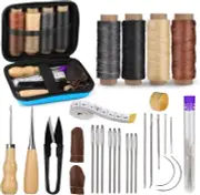 Leather Sewing Kit, Leather Stitching Kit with Sewing Awl, Needles, Waxed Thread