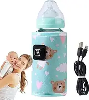 Portable Bottle Warmer, 3 Temp Adjustable Bottle Heater, Lightweight Protective Sleeve, Rechargeable Breastmilk Heater for Boys, Girls