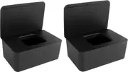 2 PCS Wet Wipes Box, Baby Wet Tissue Box Wet Wipes Dispenser Holder Plastic Wipes Dispenser Case Wet Wipes Storage Box Wet Tissue Case (Black)