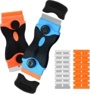 2PACK Razor Blade Scraper, 2-In-1 Scraper Tool with 8Pcs Plastic Blades and 8Pcs