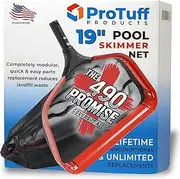 ProTuff Products Pool Net Rake - 19" Professional Grade Medium Fine Mesh - Cleans Faster Than Other Swimming Pool & Pond Cleaning Nets - Nearly 20 Inch
